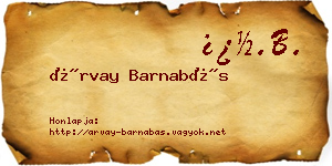 Árvay Barnabás névjegykártya