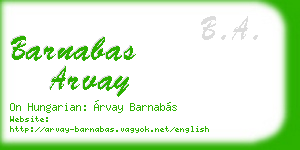 barnabas arvay business card