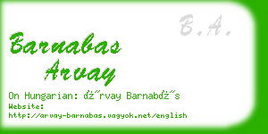 barnabas arvay business card